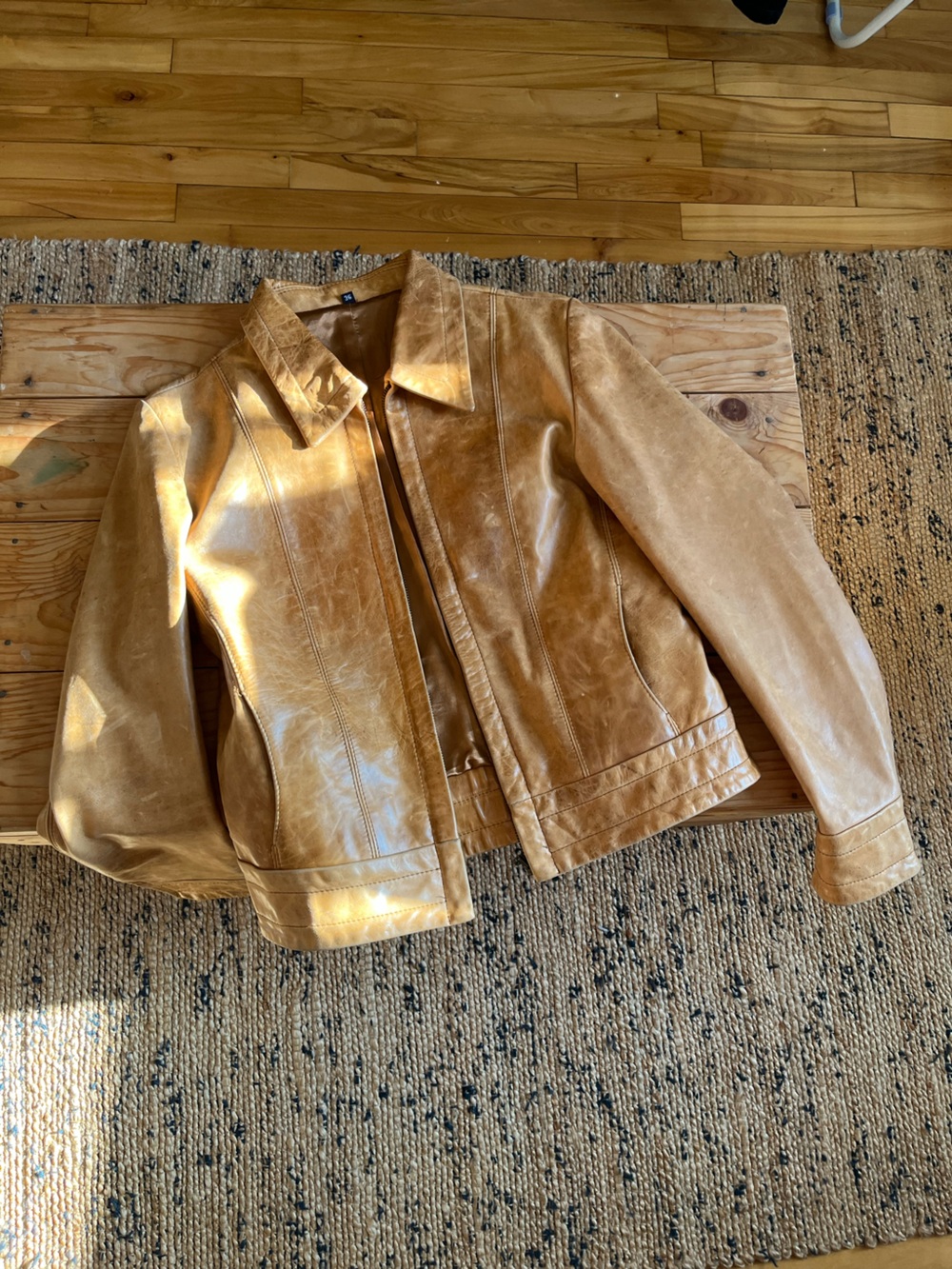 Classic Women's Leather Jacket in Tan